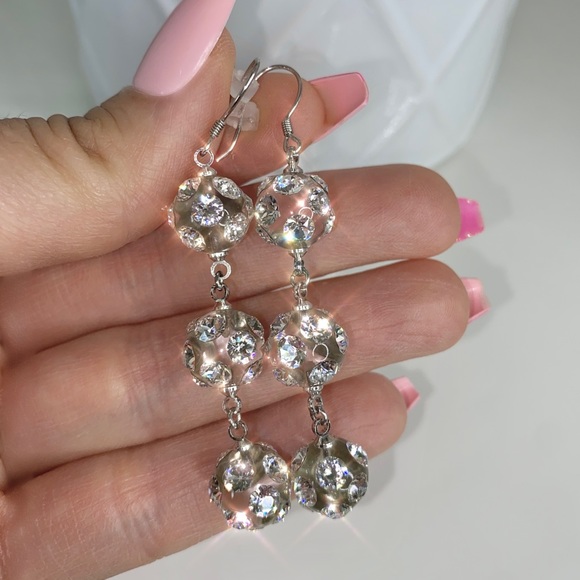Dangle Ball Drop Crystal Earrings For Women, Acrylic, Bridal Jewelry, Earrings - Picture 5 of 9